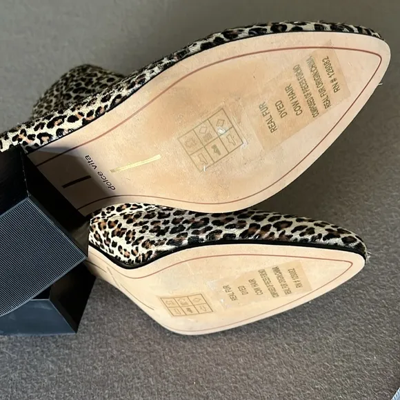 🆕 DOLCE VITA Leopard Calf Hair Ankle Booties western style heel - Size 8.5