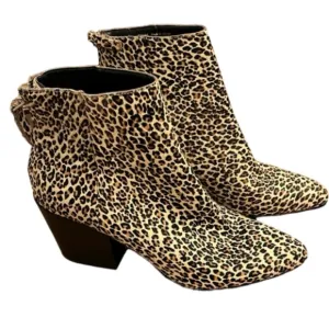 🆕 DOLCE VITA Leopard Calf Hair Ankle Booties western style heel - Size 8.5