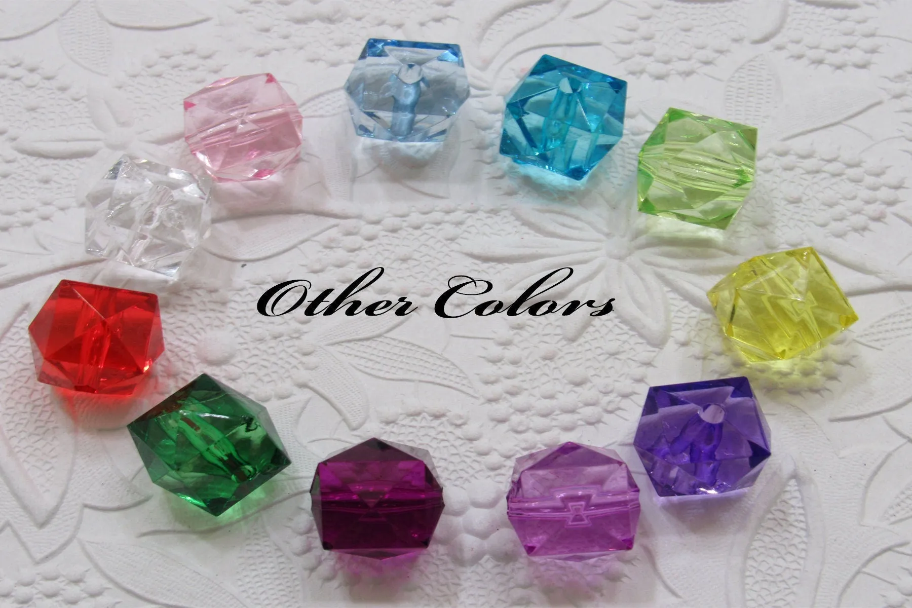 10ct. Blue 20mm Faceted Ice Cube Beads, Chunky Ice Cube Bead, Bubblegum Bead, Square Transparent Beads, Chunky Necklac