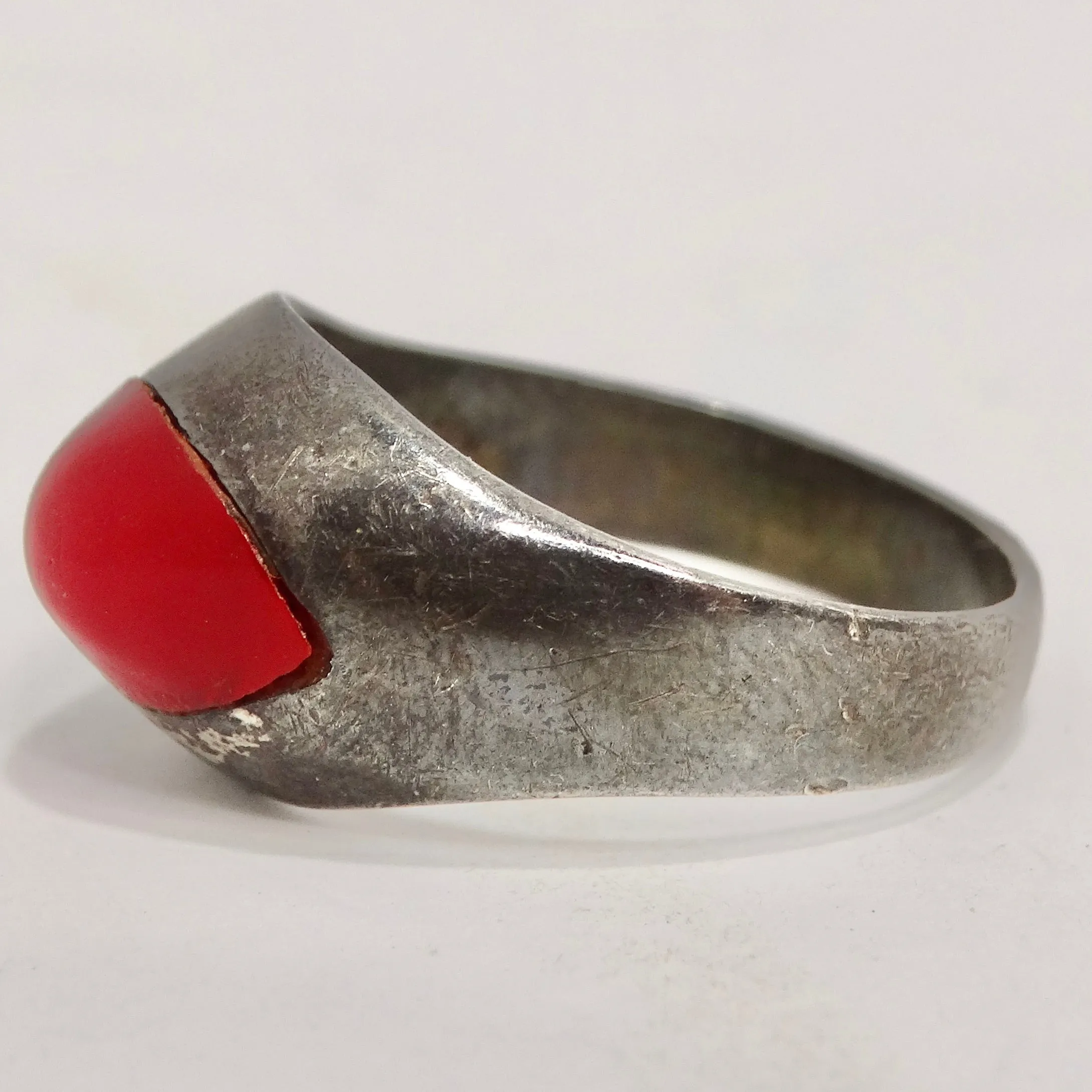 1950s Silver Synthetic Ruby Ring