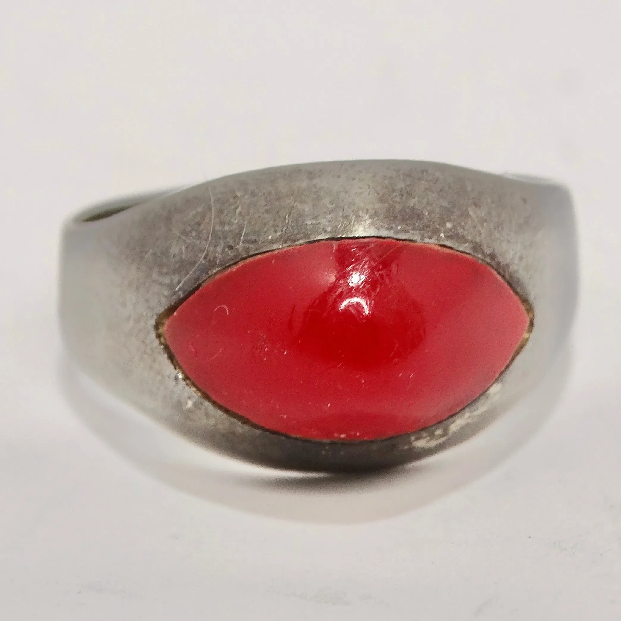1950s Silver Synthetic Ruby Ring