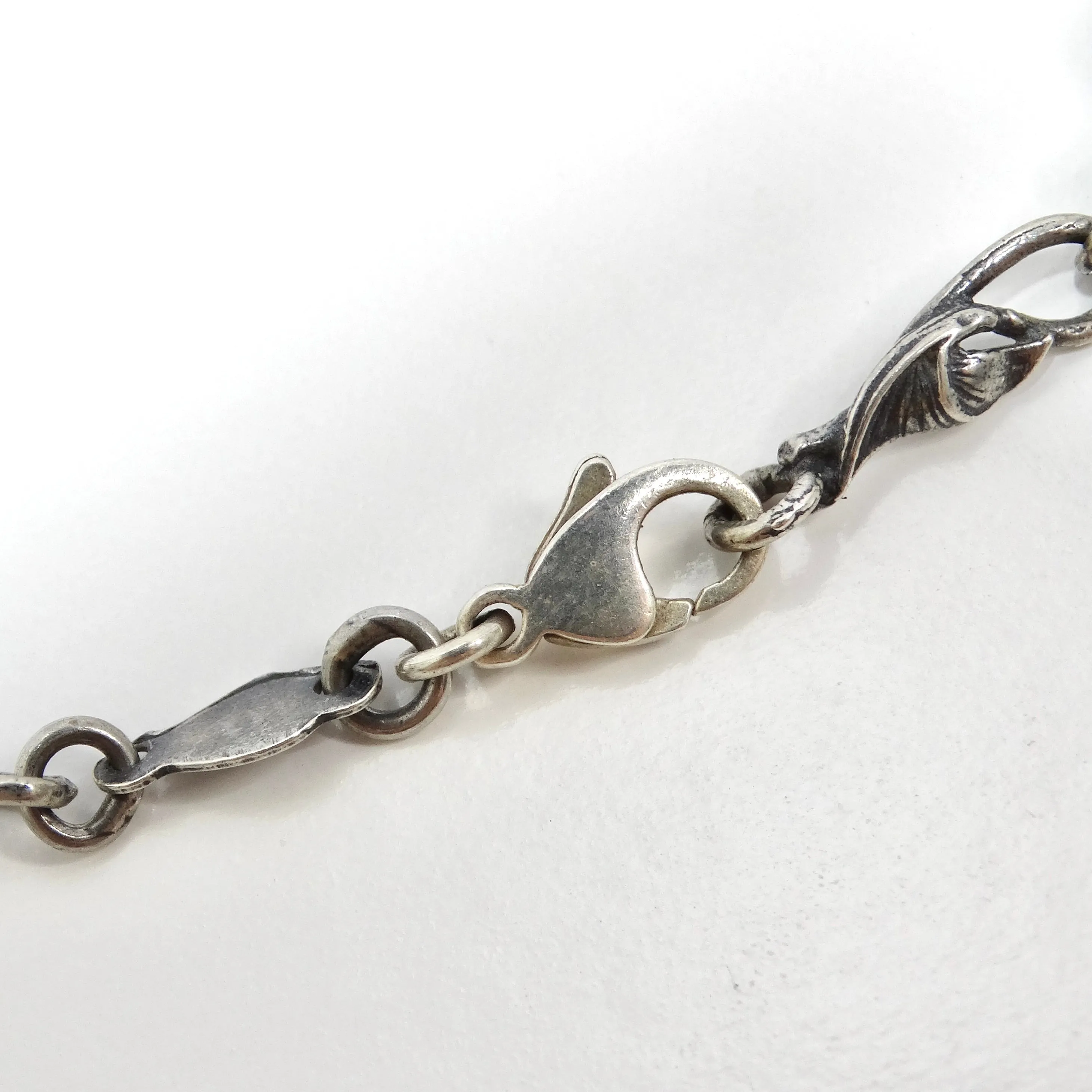 1960s Silver Amber Pendant Necklace