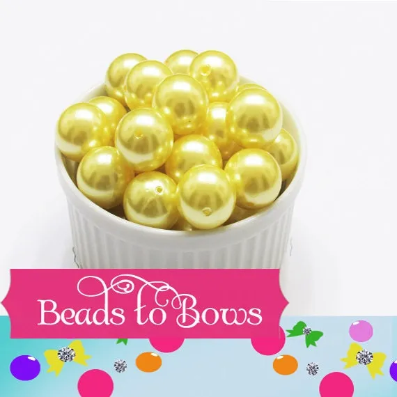 20mm Yellow Pearl Bubblegum Beads, Yellow Chunky Gumball Beads, Pearl Gumball Beads, Jewelry Supply Bead, Faux Pearl Bead, Gumball Bead
