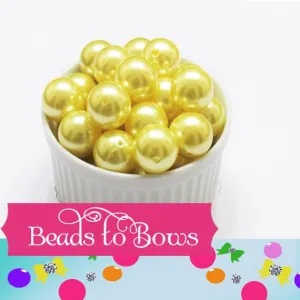 20mm Yellow Pearl Bubblegum Beads, Yellow Chunky Gumball Beads, Pearl Gumball Beads, Jewelry Supply Bead, Faux Pearl Bead, Gumball Bead
