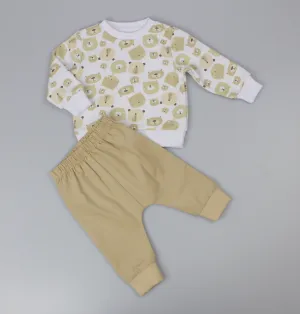 2pc Cord Trouser Set - Beige/Bear (0-9m) (PK6) H13544