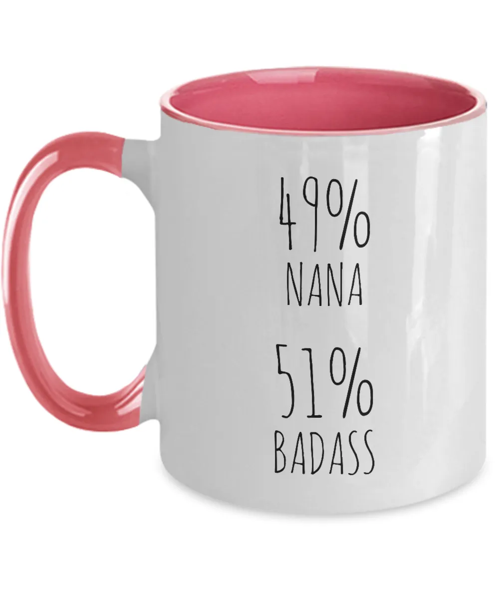 49% Nana 51% Badass Two-Tone Mug Coffee Cup Funny Gift