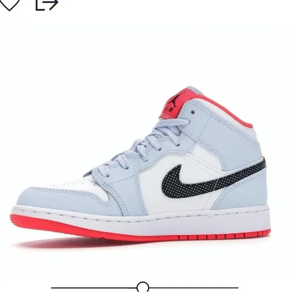 AIR JORDAN 1 MID HALF BLUE sneakers polka dot swoosh 640737-400 9C