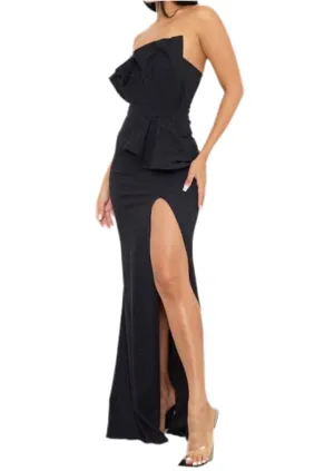 Alma Black Strapless Split Dress