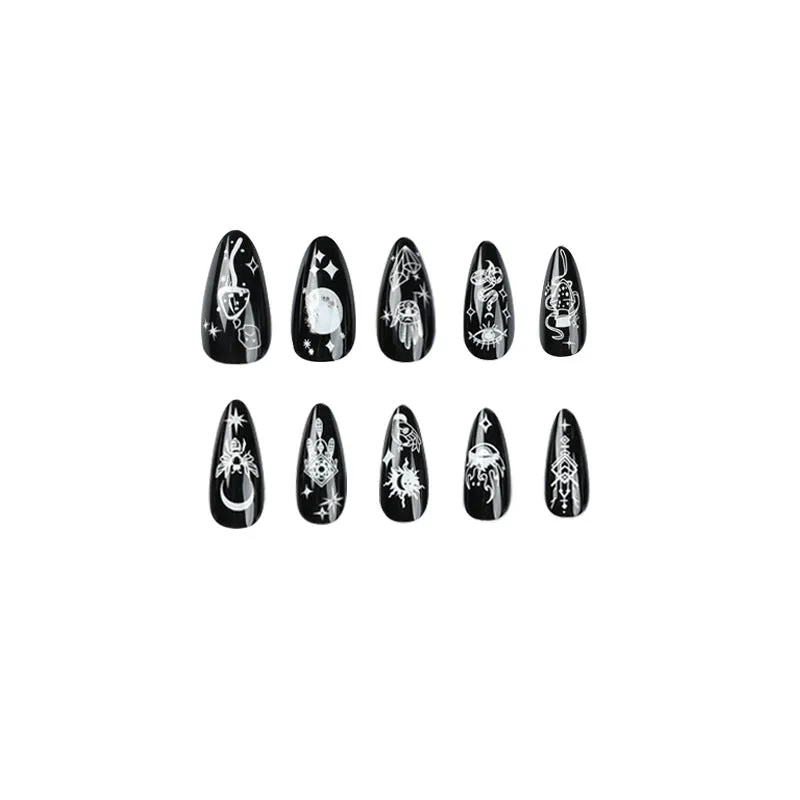 Almond gel dark night prints
