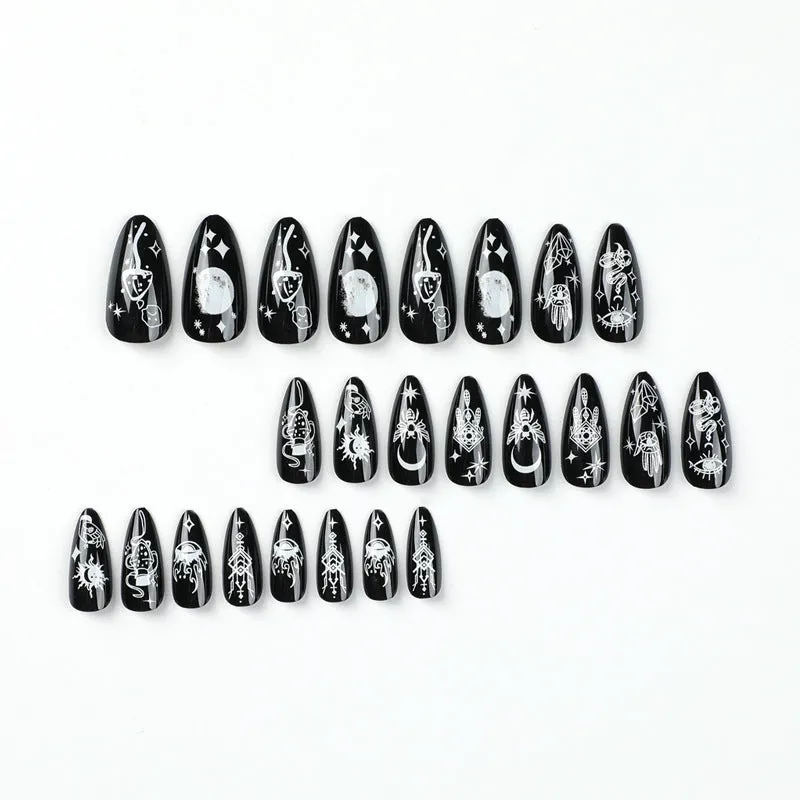 Almond gel dark night prints
