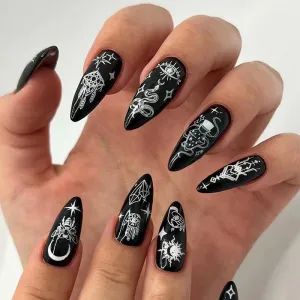 Almond gel dark night prints
