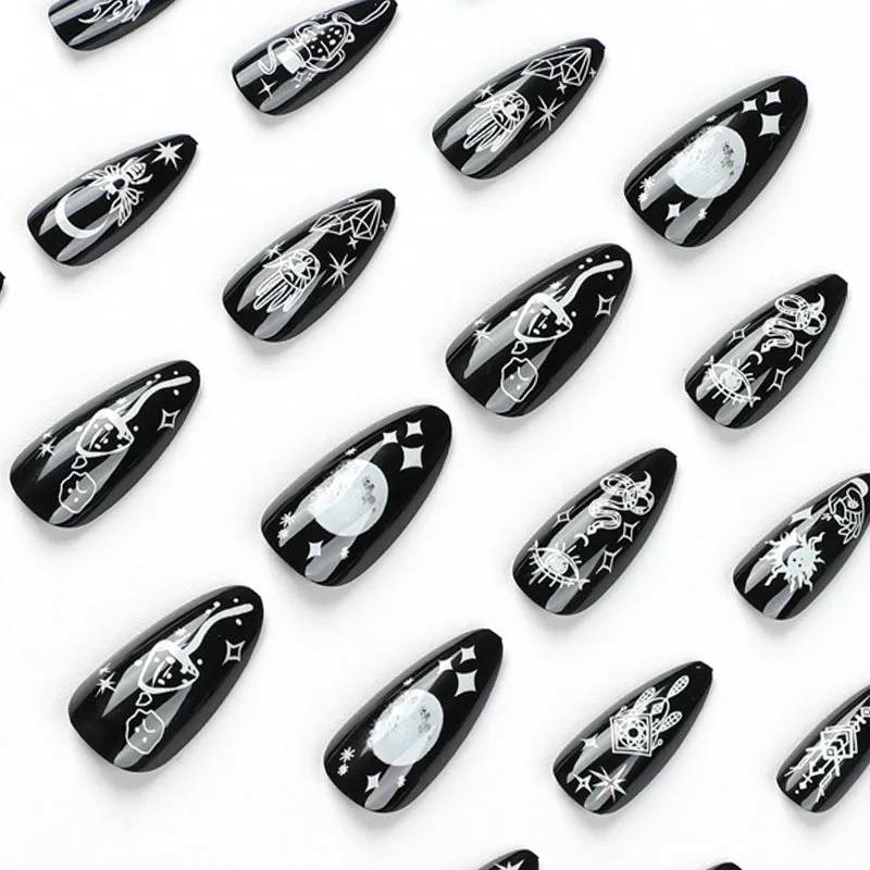 Almond gel dark night prints