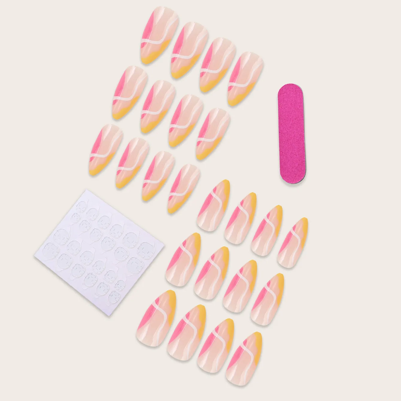 Almond pink&yellow line french