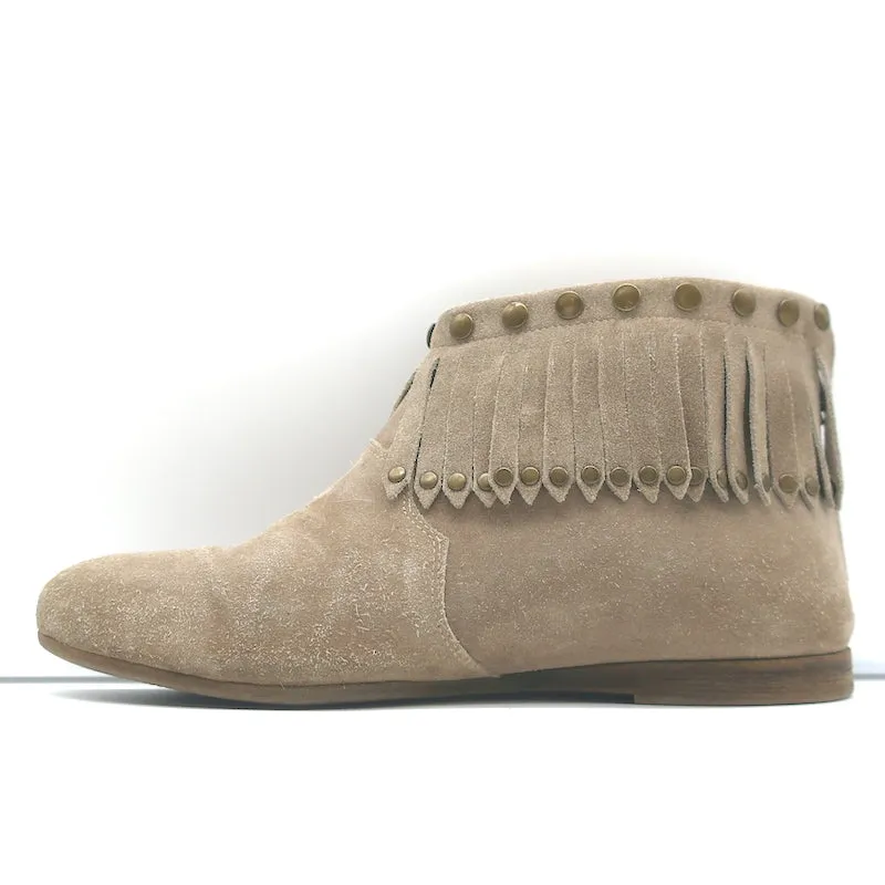 ANINE BING Fringe Moccasin Boots Beige Suede Size 40 Flat Ankle Boots