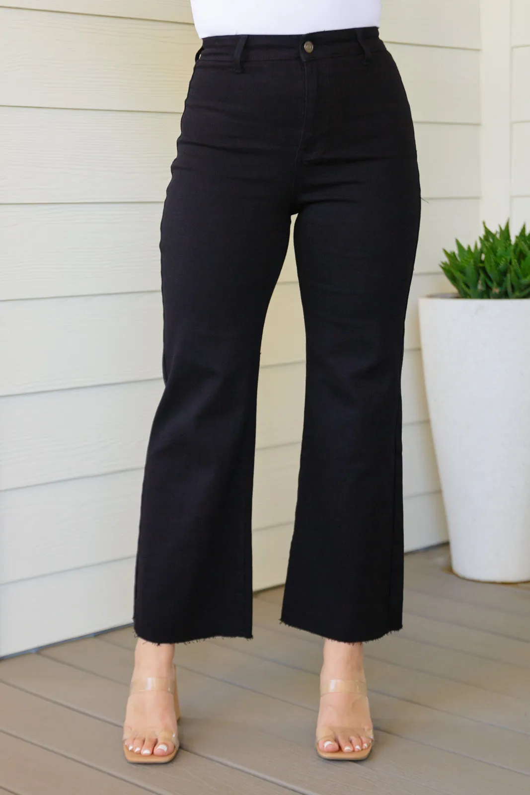 ANNIEWEAR August High Rise Wide Leg Crop Jeans in Black