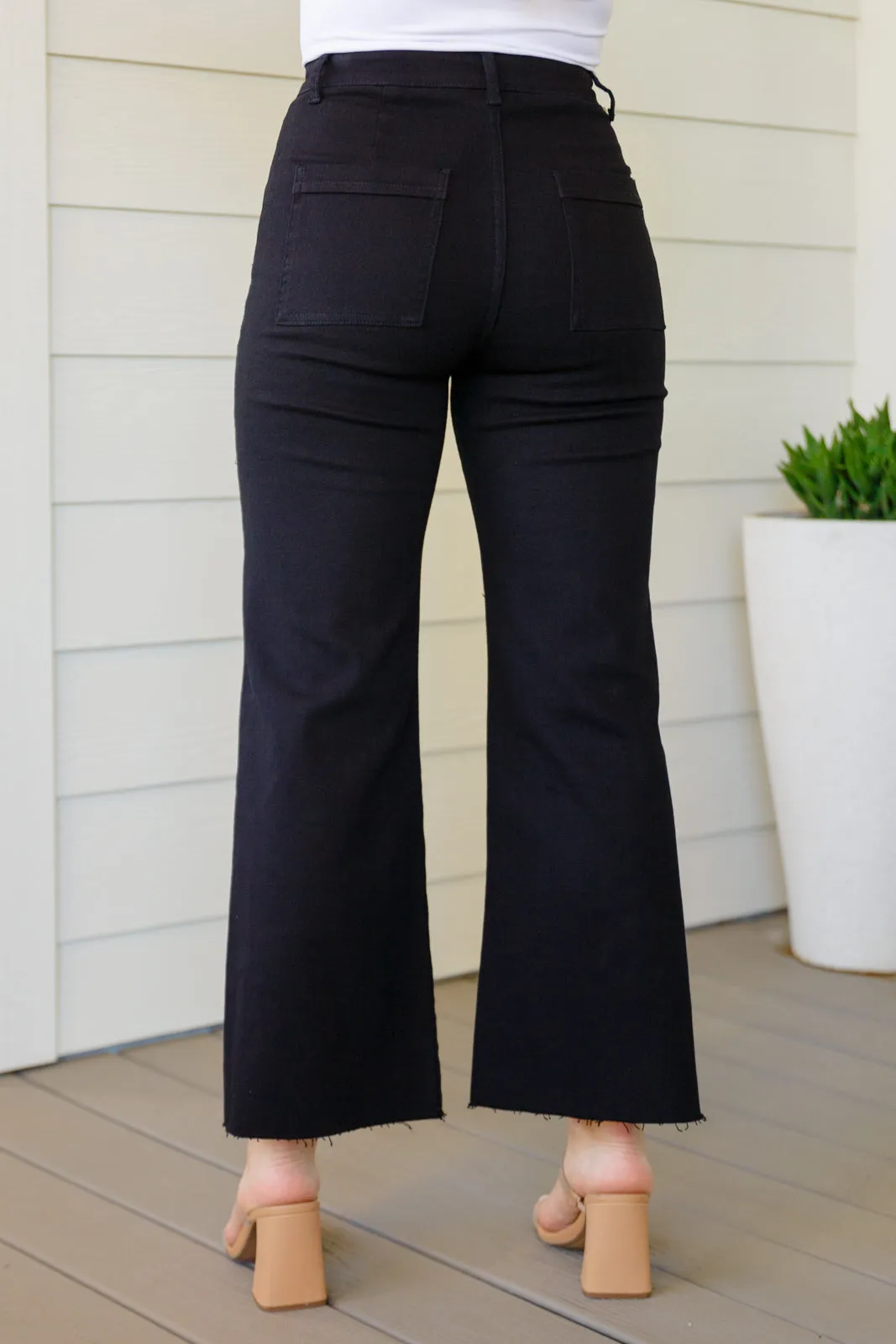 ANNIEWEAR August High Rise Wide Leg Crop Jeans in Black