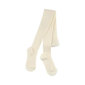 Baby Cream Ribbed Tights