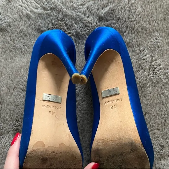 Badgley Mischka Blue Satin Rhinestone Heels