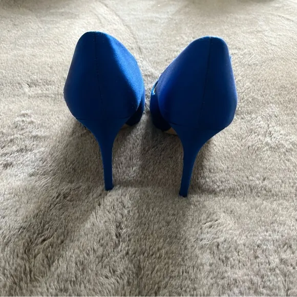 Badgley Mischka Blue Satin Rhinestone Heels