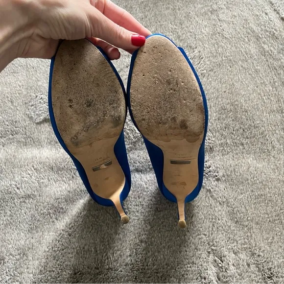 Badgley Mischka Blue Satin Rhinestone Heels