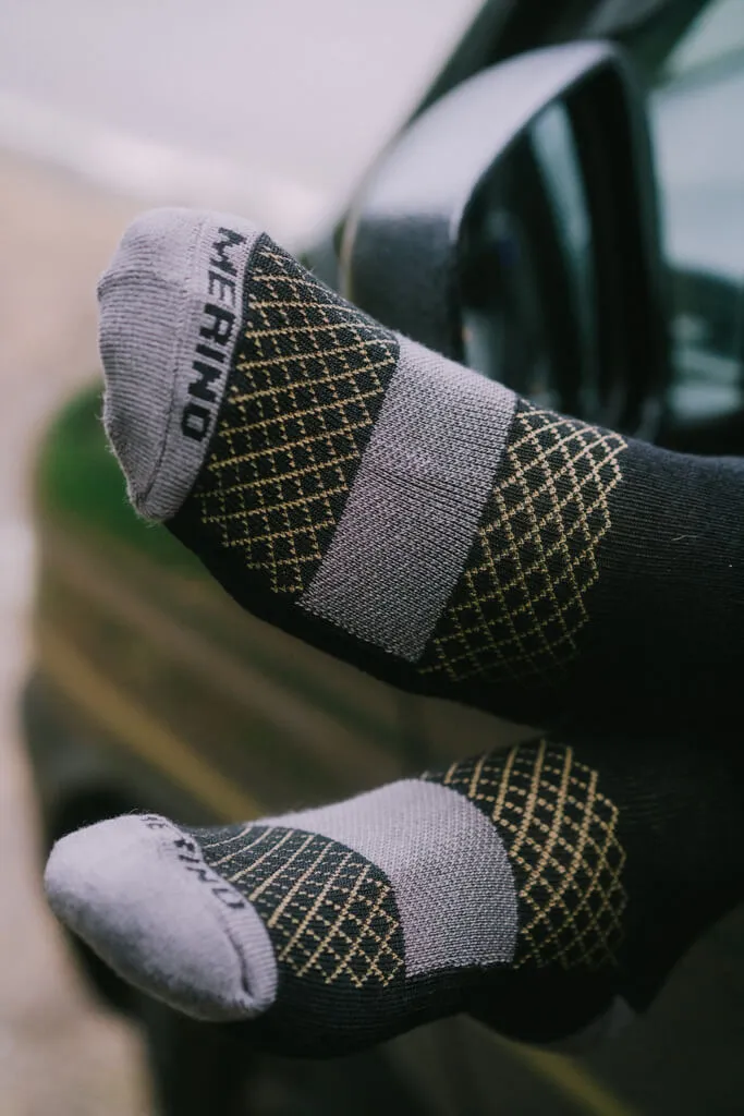 Banana Merino Thin-Knit Tech Ride/Ski Long Sock