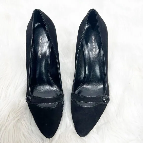 Banana Republic Nelda Black Suede Heels 6.5