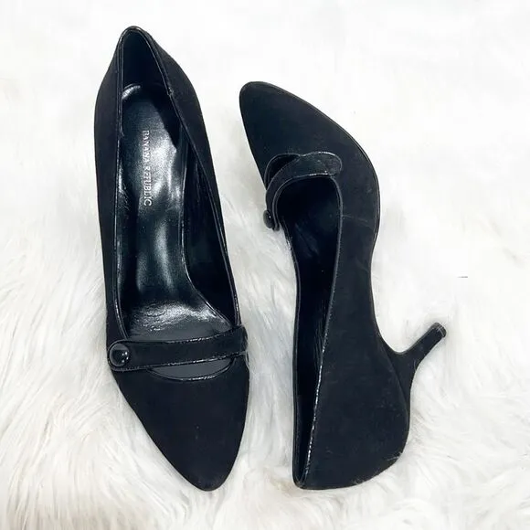 Banana Republic Nelda Black Suede Heels 6.5