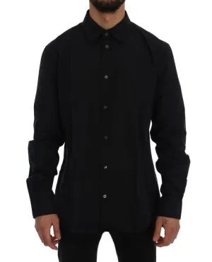Black Casual Cotton Long Sleeve Shirt