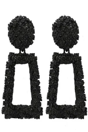 Black Chunky Statement Dangle Door Knocker Earrings