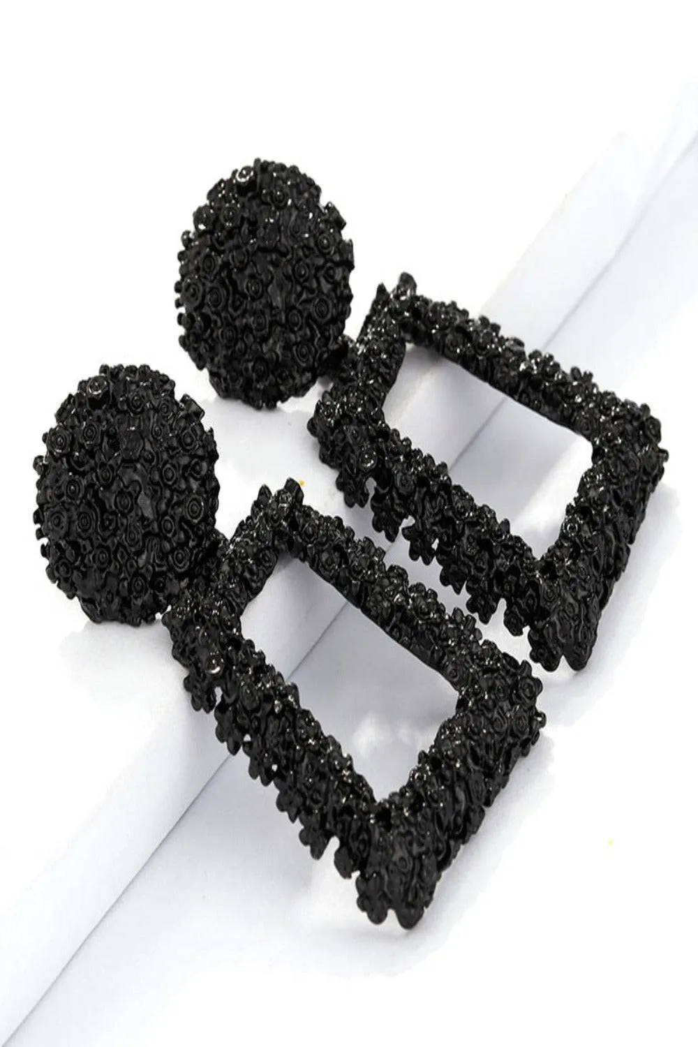 Black Chunky Statement Dangle Door Knocker Earrings