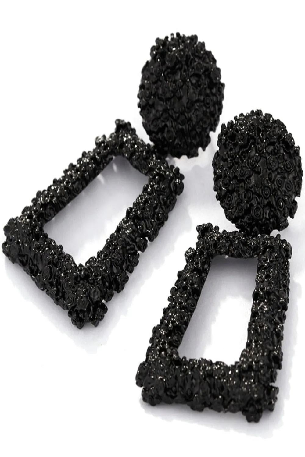 Black Chunky Statement Dangle Door Knocker Earrings