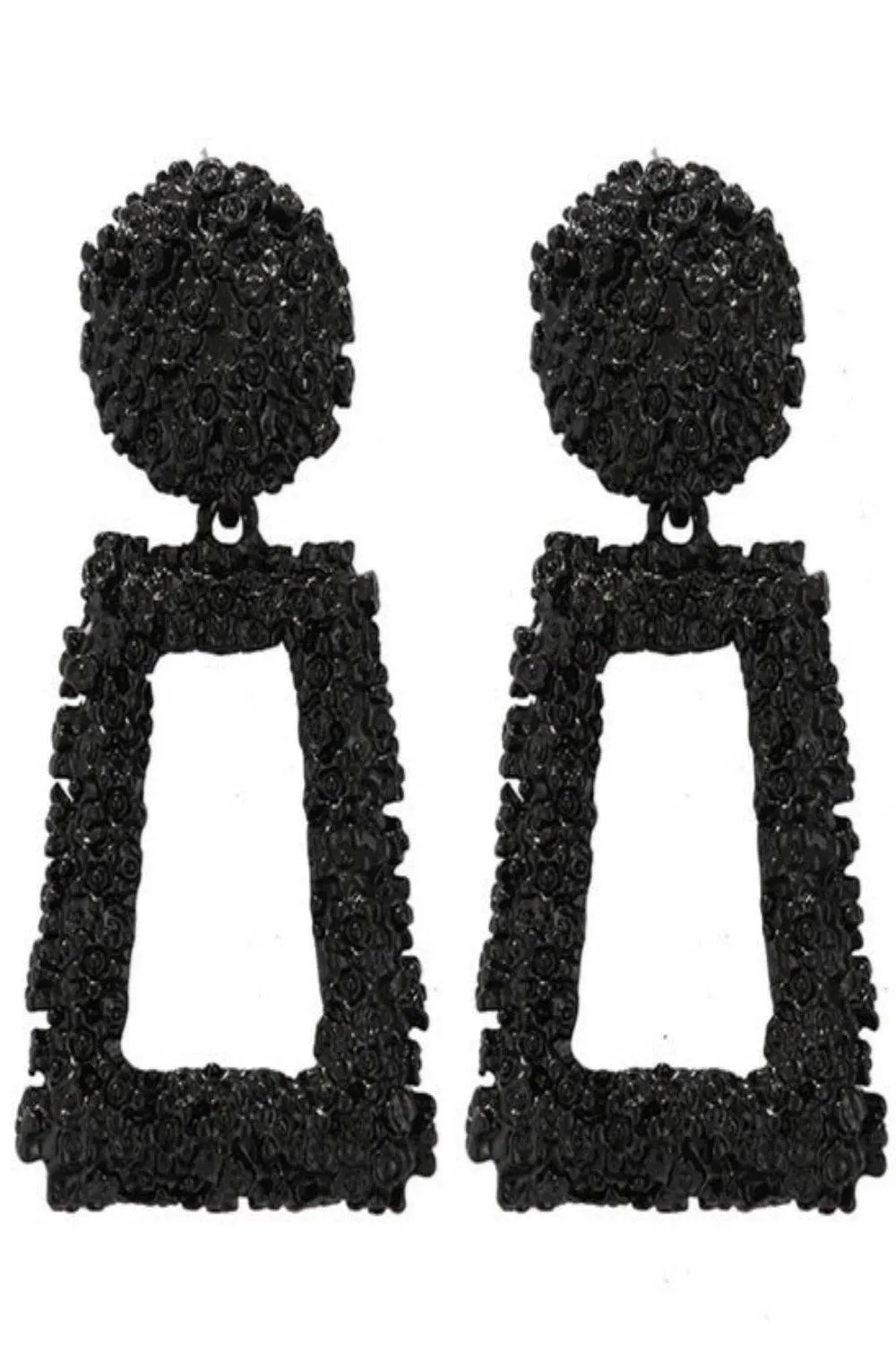 Black Chunky Statement Dangle Door Knocker Earrings