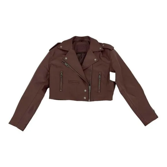 BlankNYC Faux Leather Crop Moto Jacket In Head Over Heels Size XS NWOT $98 MSRP