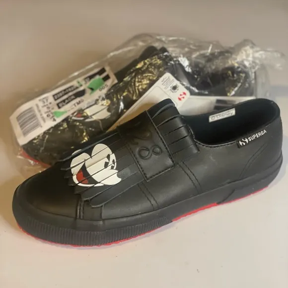 BNWT Superga Disney Collab Mickey Mouse Black kids 3.5, women’s 5