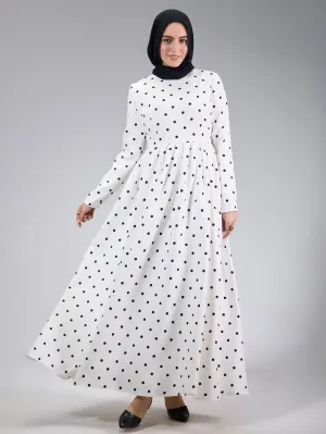 Bosra Polka Dot Modesty Dress with Elegant Flared Design