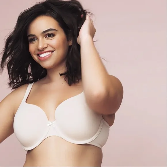 Cacique Lightly Lined T-shirt Bra by Lane Bryant White Size 44D