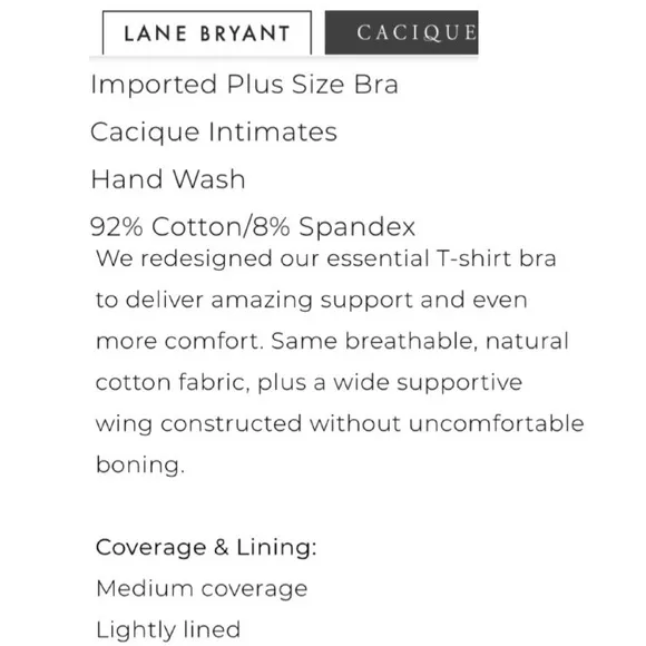 Cacique Lightly Lined T-shirt Bra by Lane Bryant White Size 44D
