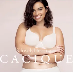 Cacique Lightly Lined T-shirt Bra by Lane Bryant White Size 44D