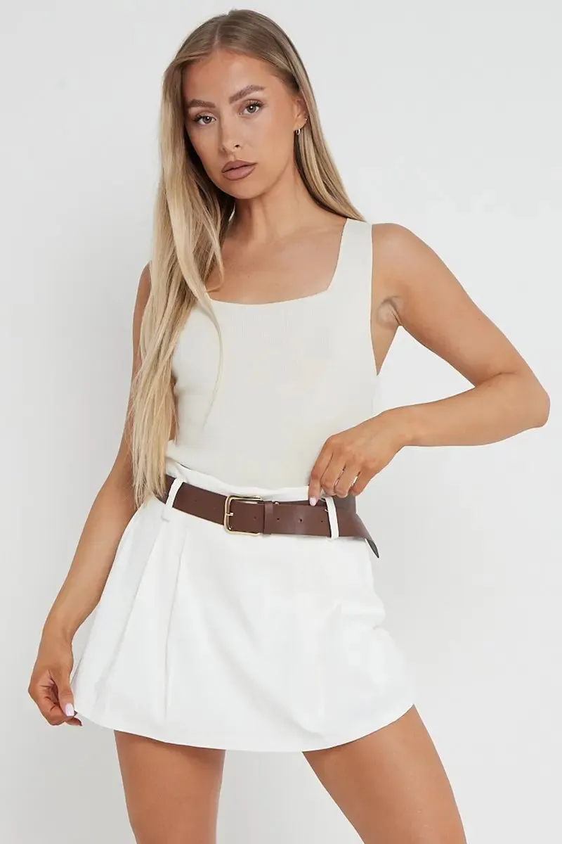 Casual Belt Decor  Skorts