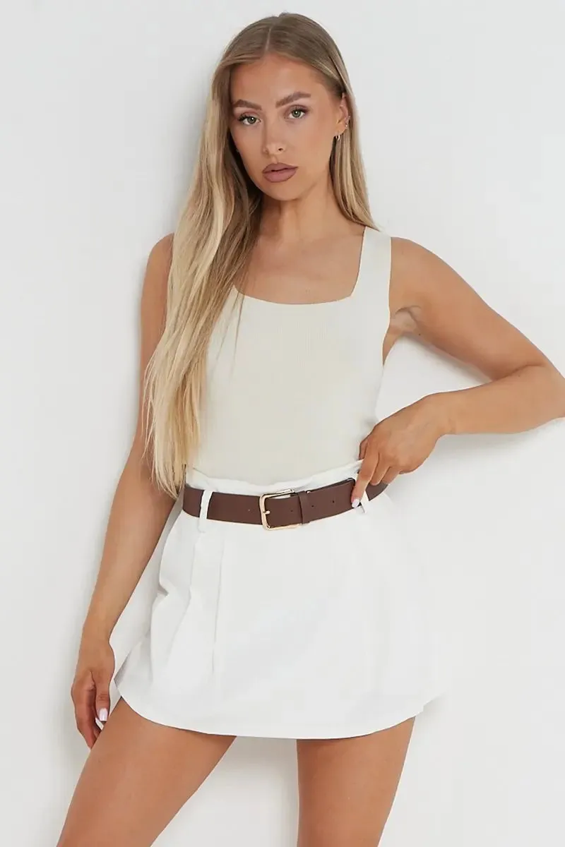Casual Belt Decor  Skorts
