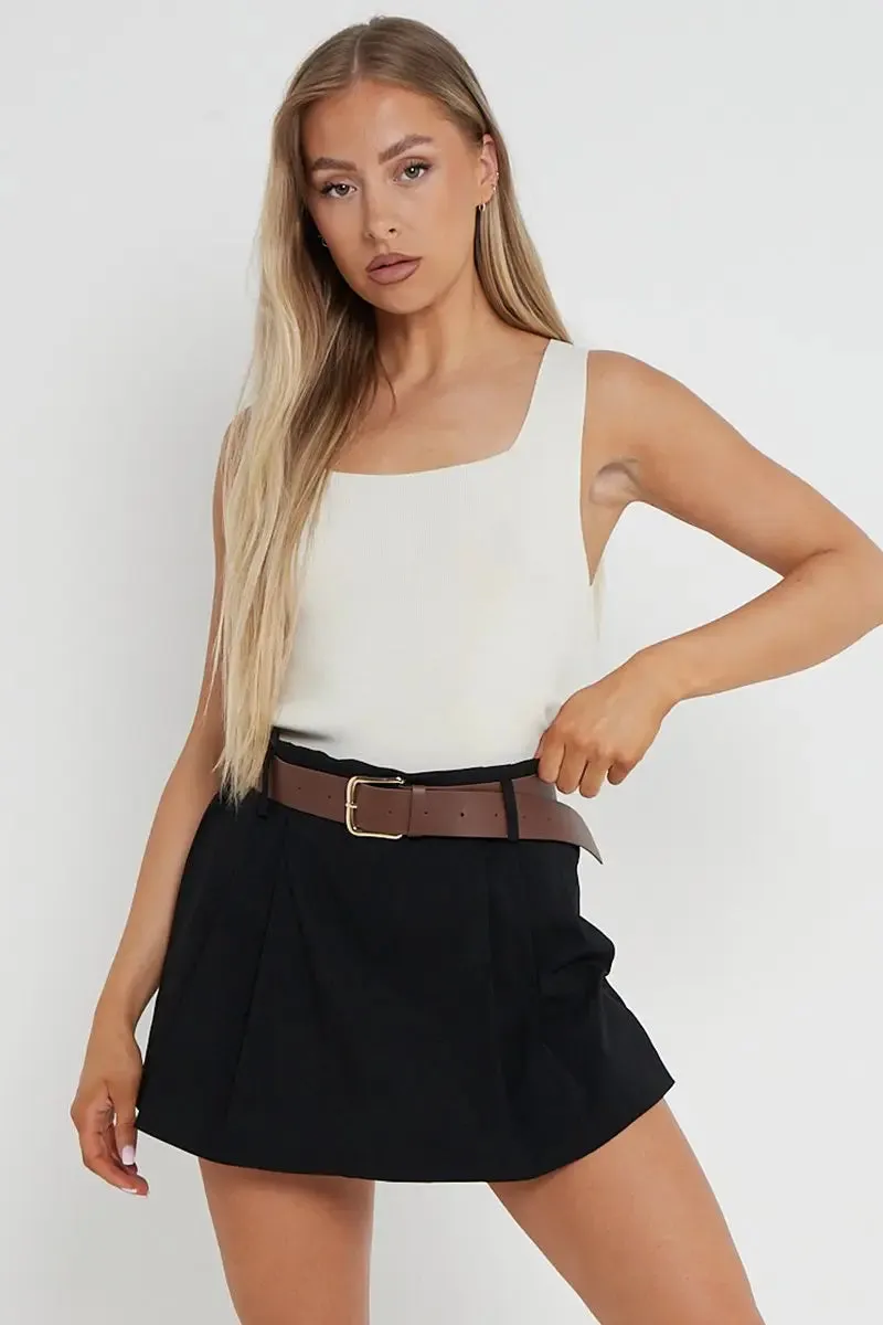 Casual Belt Decor  Skorts