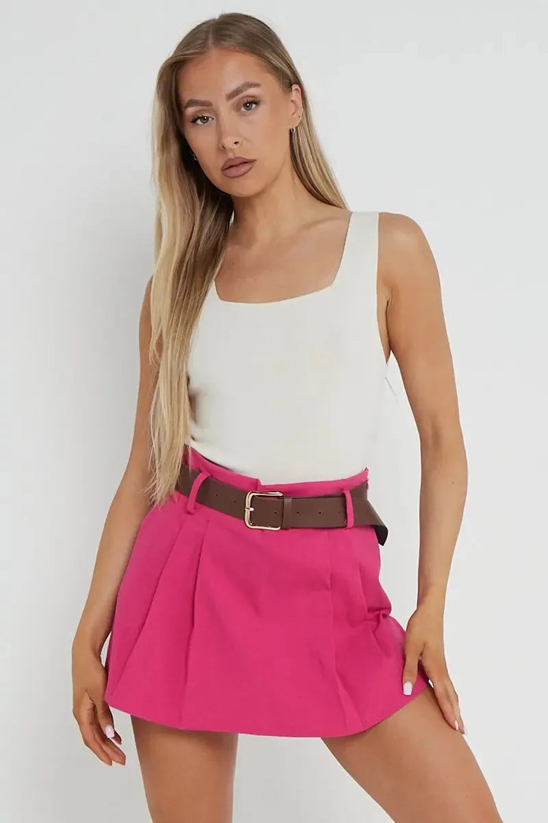 Casual Belt Decor  Skorts