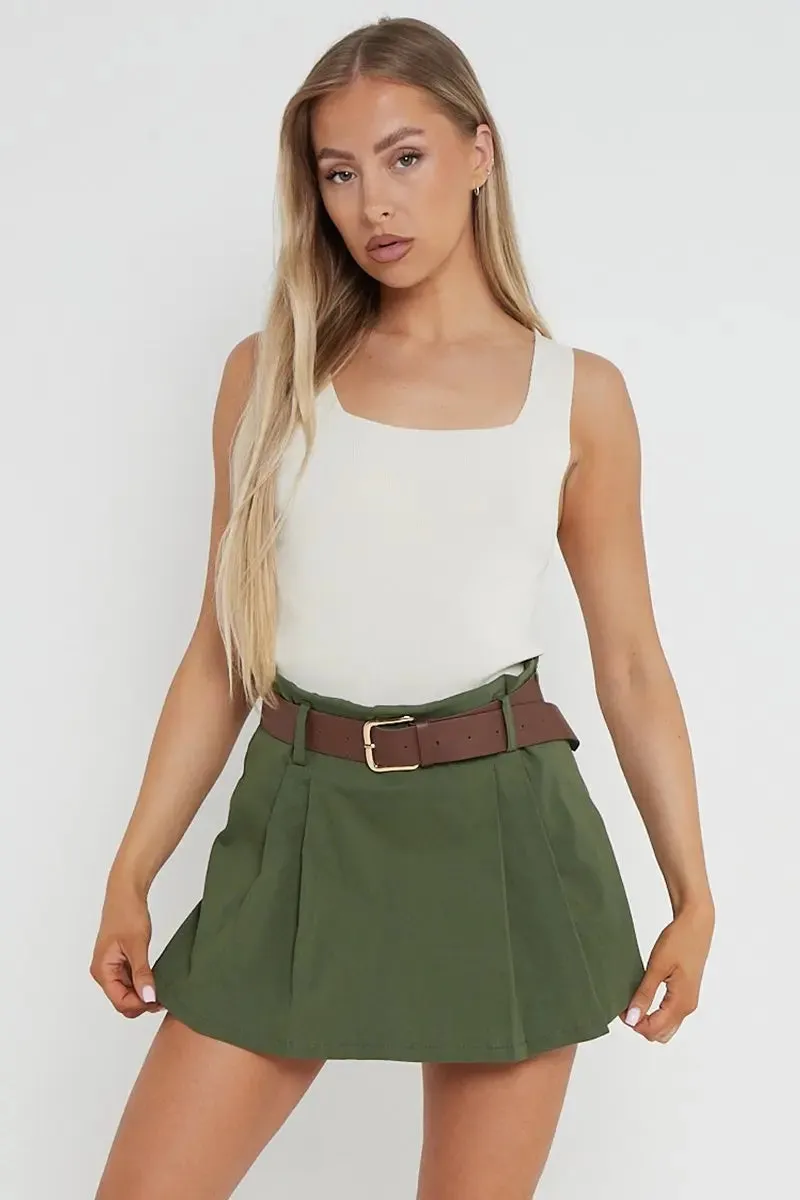 Casual Belt Decor  Skorts