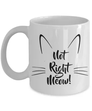 Cat Coffee Mug - Not Right Meow Cat Mug - Cat Person Gifts - Cat Tea Mug - Crazy Cat Lady Gifts