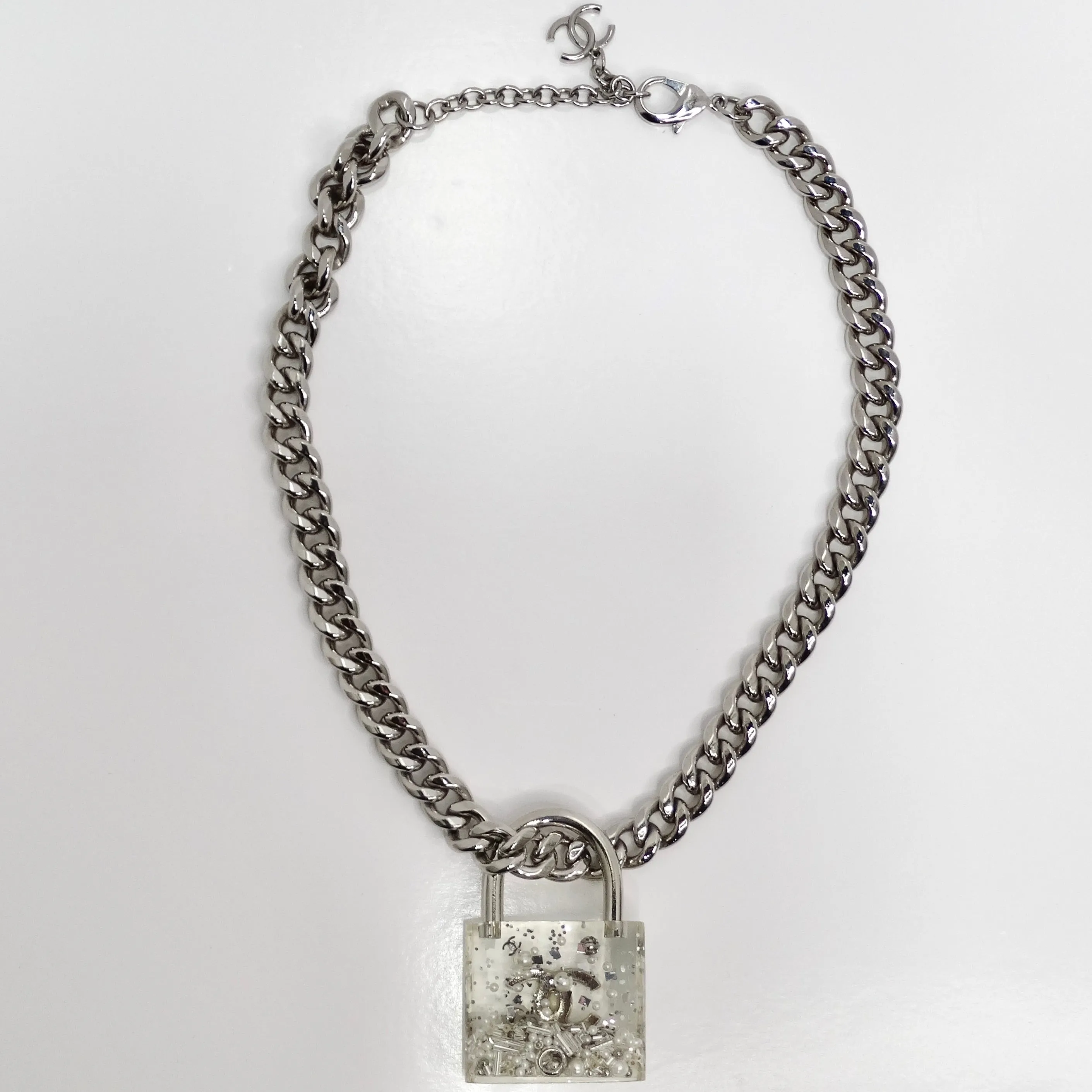 Chanel 2014 CC Plexiglass Padlock Necklace