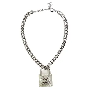 Chanel 2014 CC Plexiglass Padlock Necklace