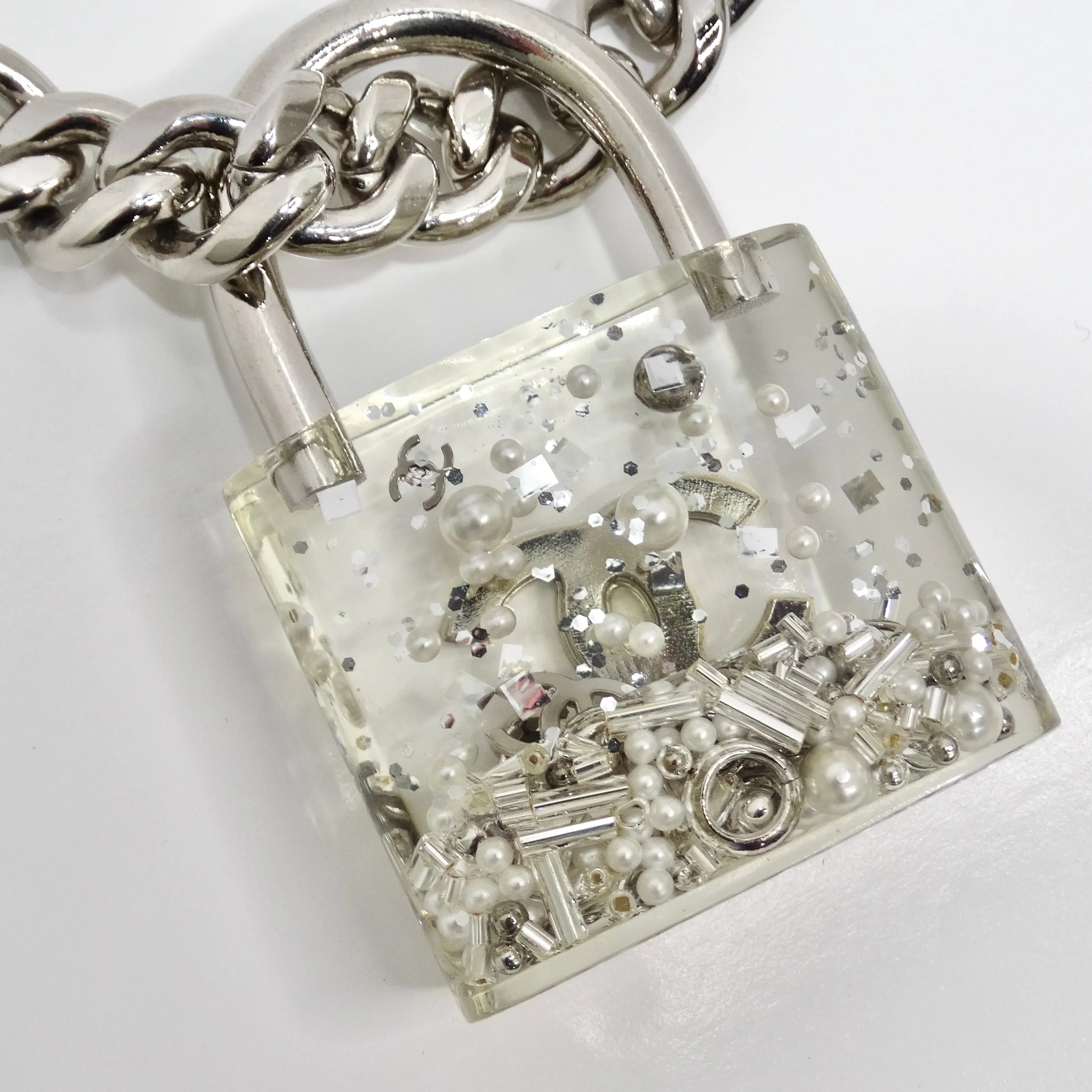 Chanel 2014 CC Plexiglass Padlock Necklace
