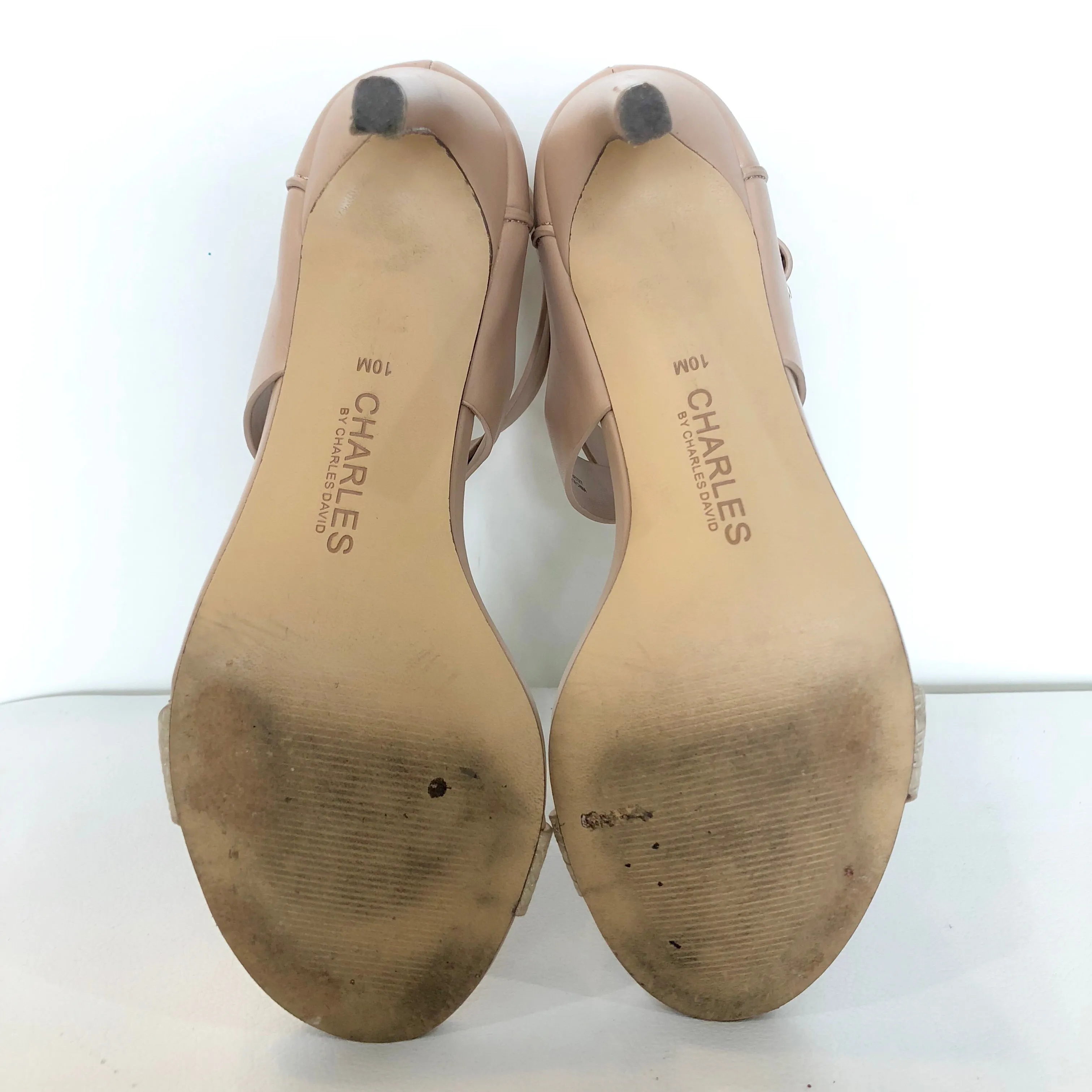 CHARLES By CHARLES DAVID Nude Metallic Ringer Heels Size 10