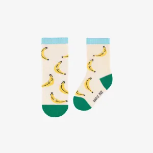 Chaussettes crème avec bananes, bébé || Cream socks with bananas, baby