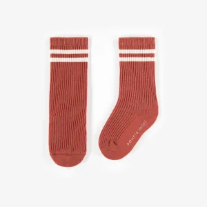 Chaussettes longues de couleur rouille, bébé || Long rust colored socks, baby